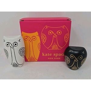 Kate Spade Black and White Owl salt and pepper shaker set Discontinued & Rare!